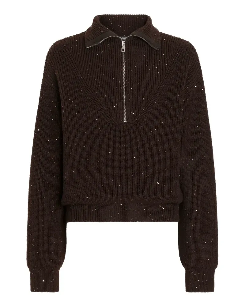 Dolce & Gabbana Rollkragenpullover mit Pailletten - Braun Braun