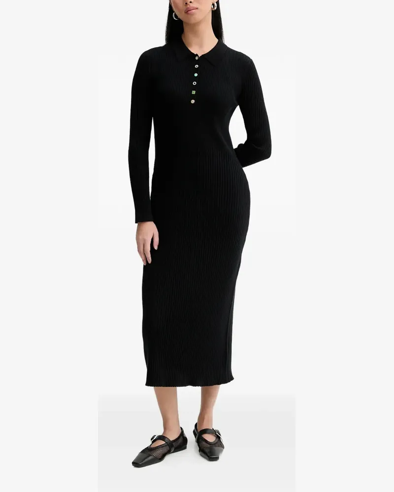 Paul Smith buttoned ribbed midi dress - Schwarz Schwarz