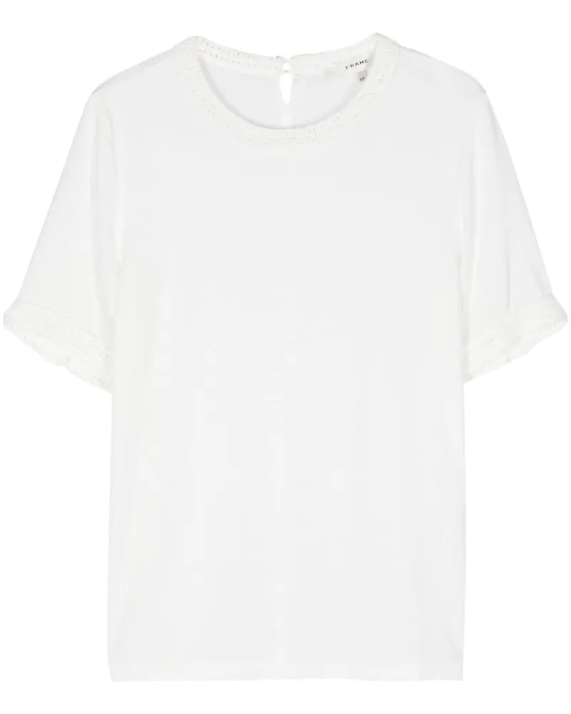 Frame Denim T-Shirt mit Häkelborten Weiß