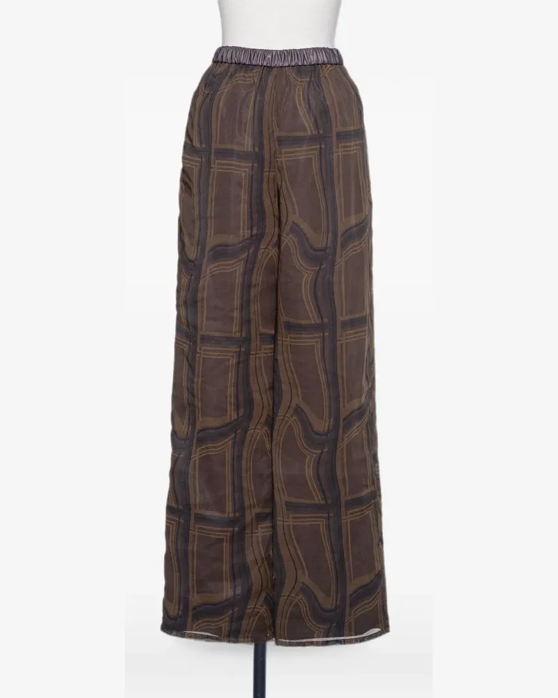Muller of Yoshiokubo check-print layered trousers - Braun Braun