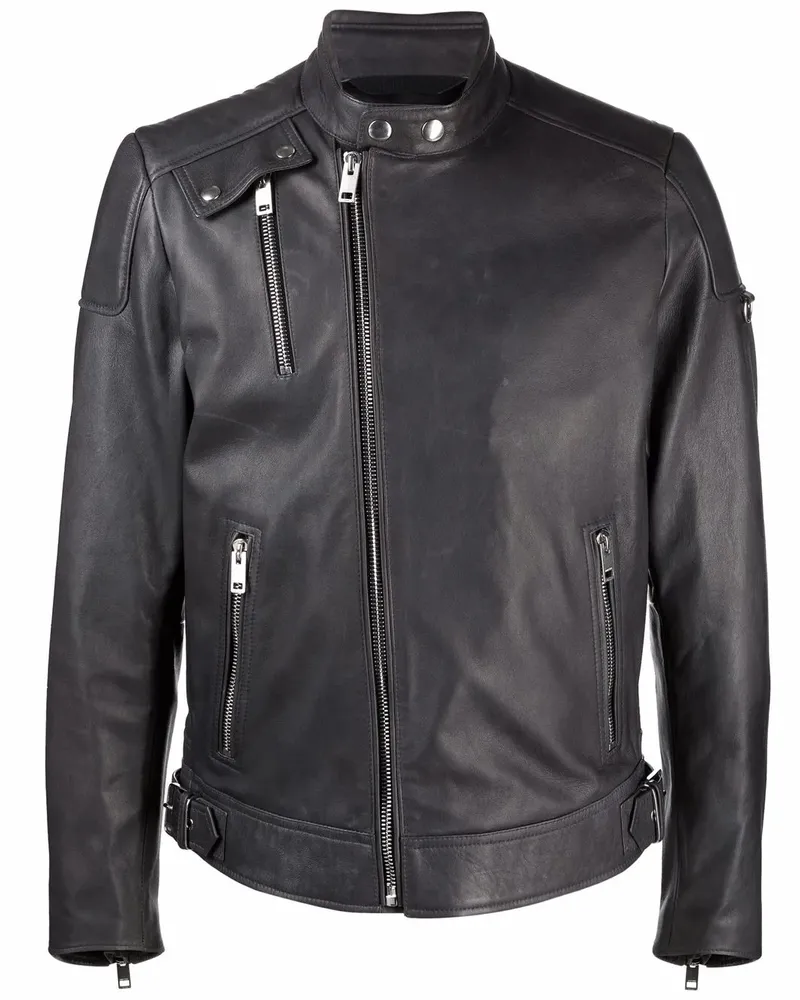 Diesel Bikerjacke aus Leder - Schwarz Schwarz