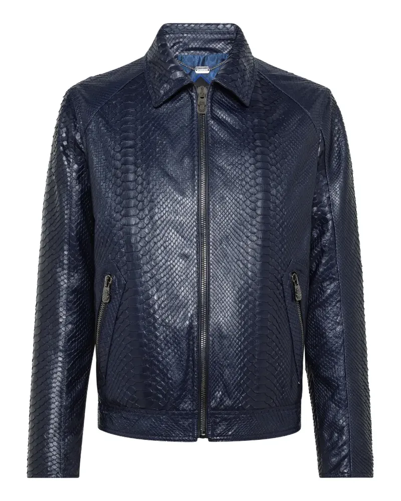 Billionaire Lederjacke mit Reißverschluss - Blau Blau