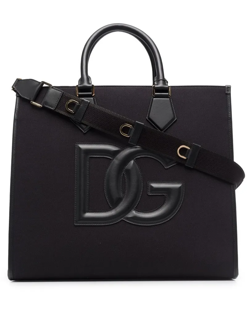 Dolce & Gabbana Shopper mit Logo-Patch - Schwarz Schwarz