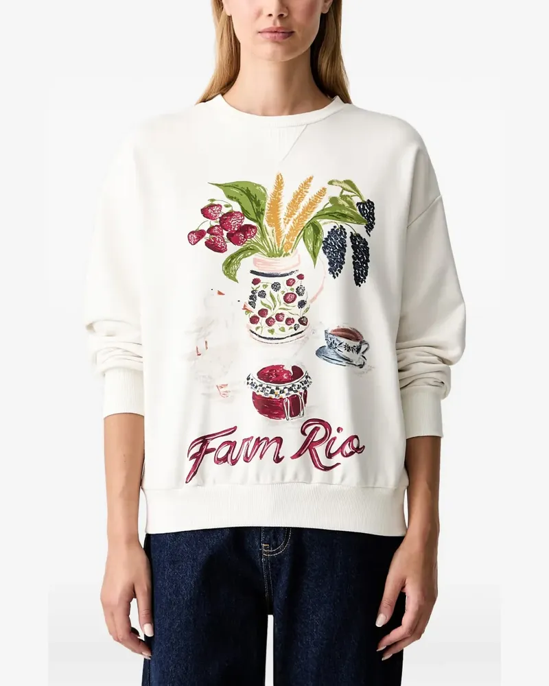 FARM Rio off-white country table sweatshirt - Weiß Weiß