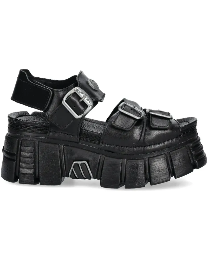 New Rock Sandalen mit Schnalle - Schwarz Schwarz