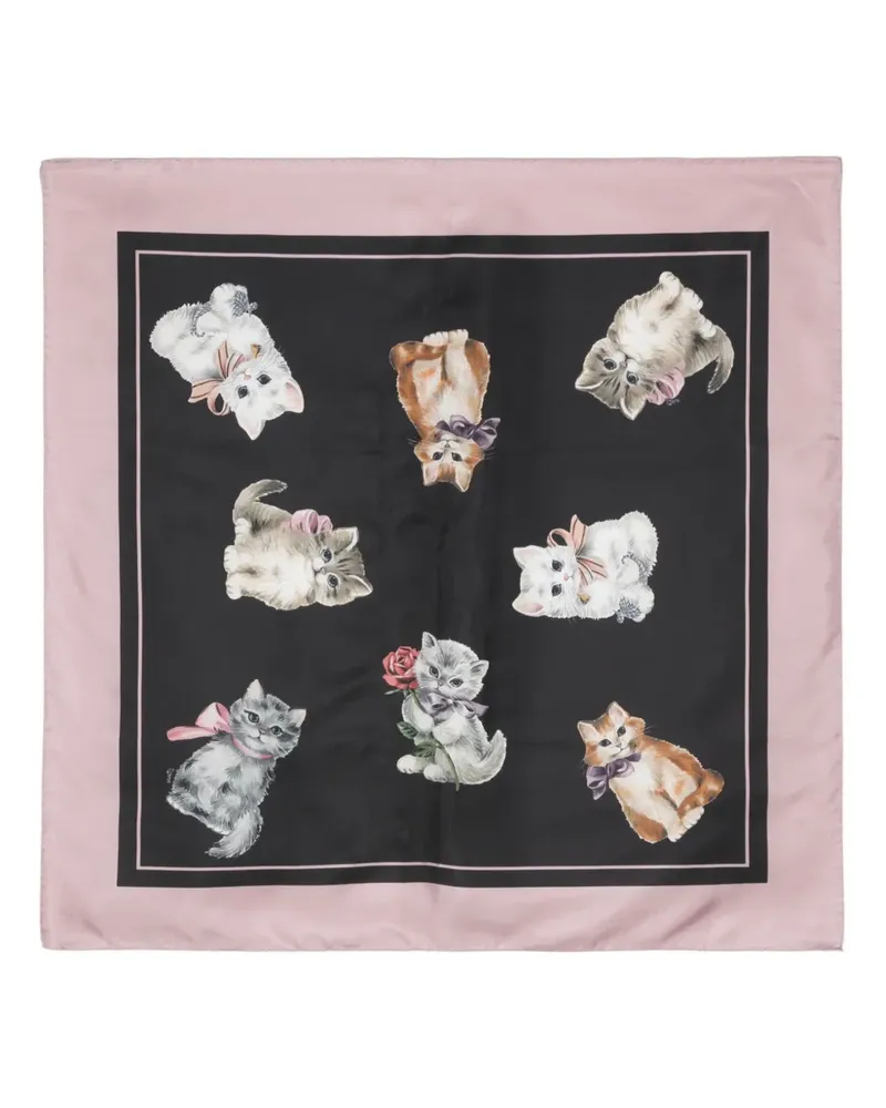 Vivetta Schal mit Katzen-Print - Schwarz Schwarz
