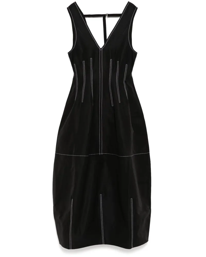 Lee Mathews Kleid mit V-Ausschnitt - Schwarz Schwarz