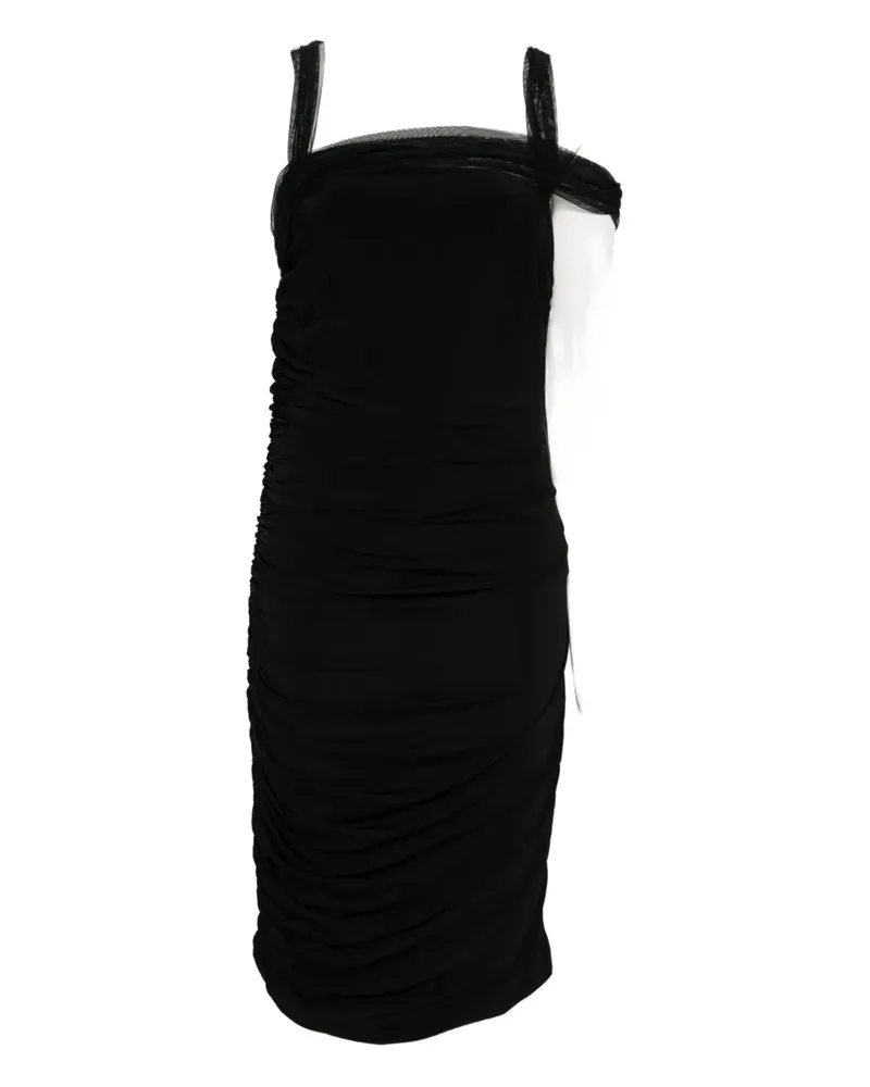 Nensi Dojaka tulle-detail ruched midi dress - Schwarz Schwarz