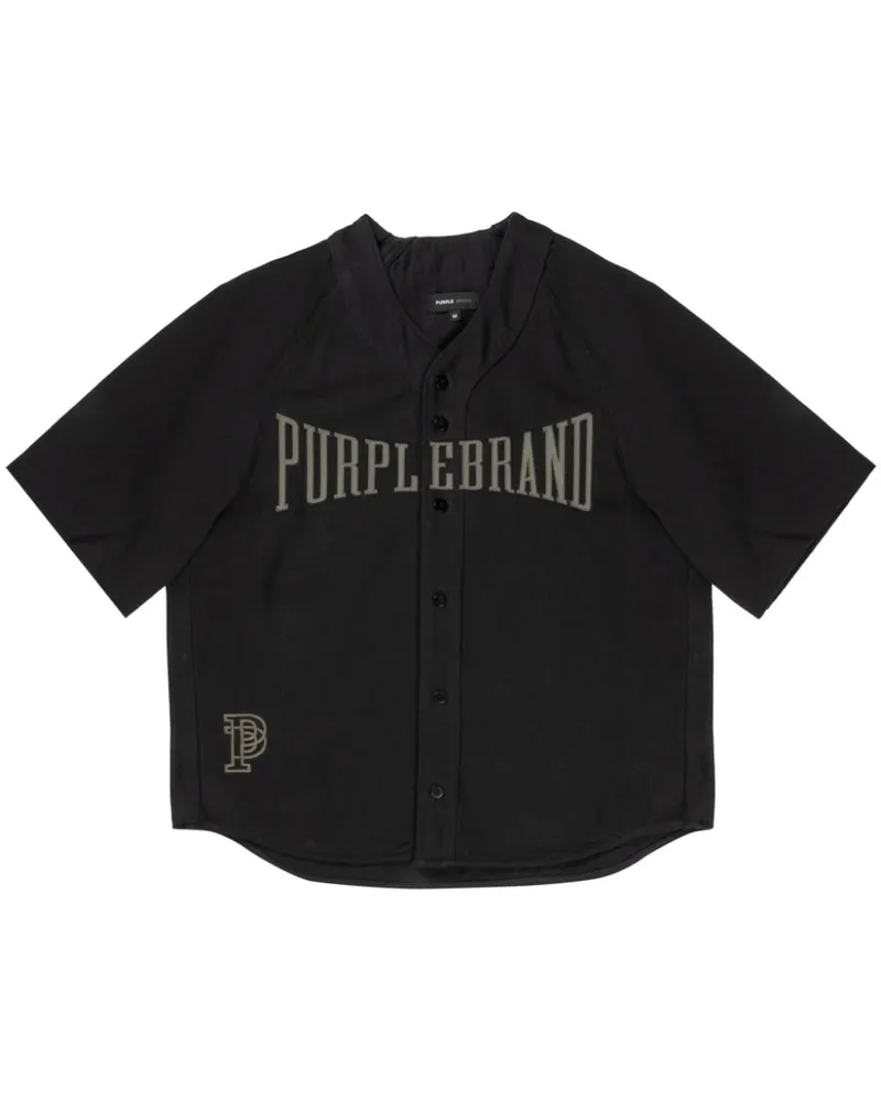 PURPLE BRAND Hemd mit Logo-Print - Schwarz Schwarz