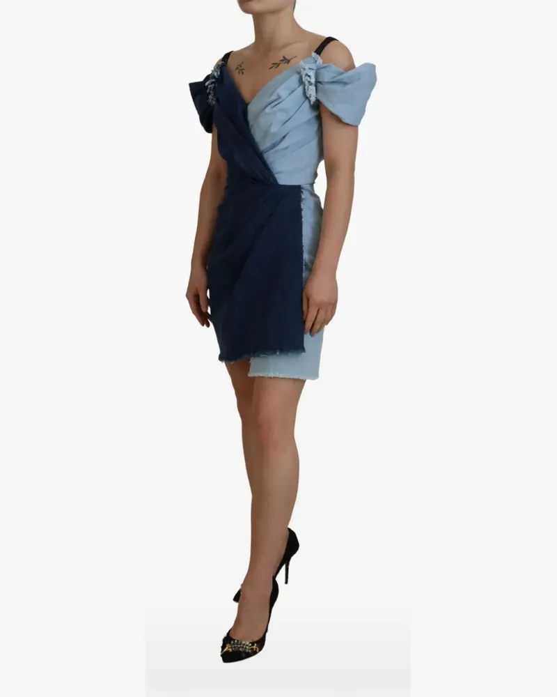 Dolce & Gabbana Drapiertes Patchwork-Minikleid - Blau Blau