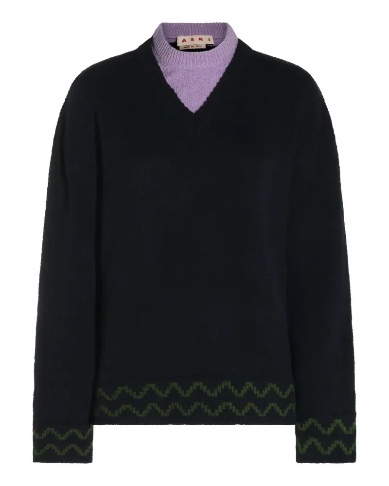 Marni layered-neck sweater - Blau Blau