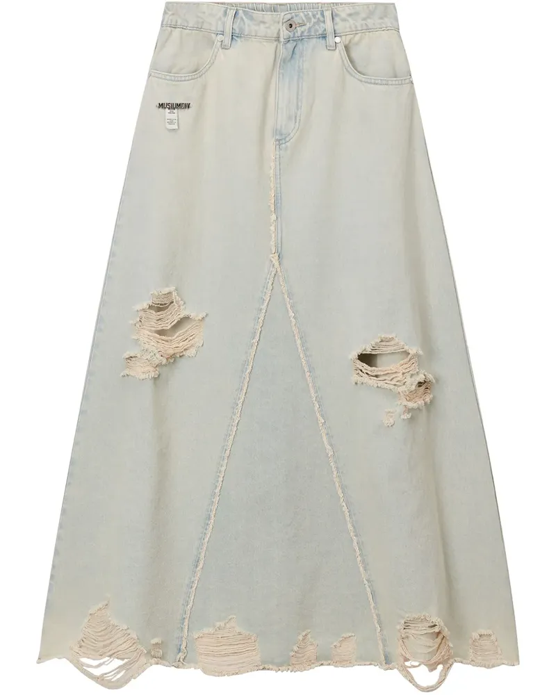 Musium Div. Jeansrock in Distressed-Optik - Blau Blau
