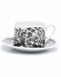 Fornasetti Tasse und Untertasse mit Print Schwarz