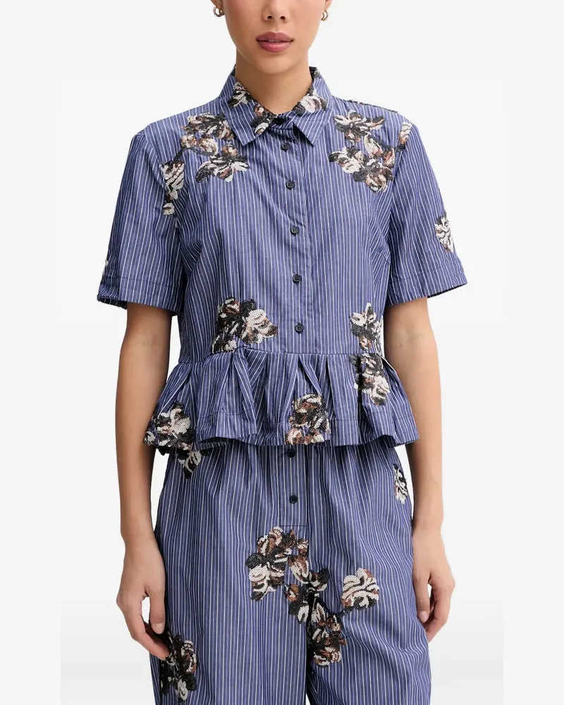 MUNTHE Nuriana sequin-embellished peplum shirt - Blau Blau