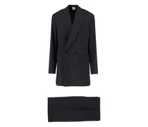Doppelreihiger Anzug mit Taschen - Schwarz