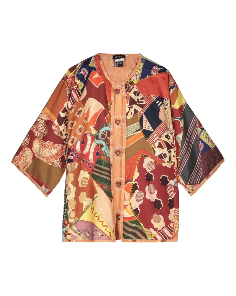 Etro Seidenponcho mit Print - Rot Rot