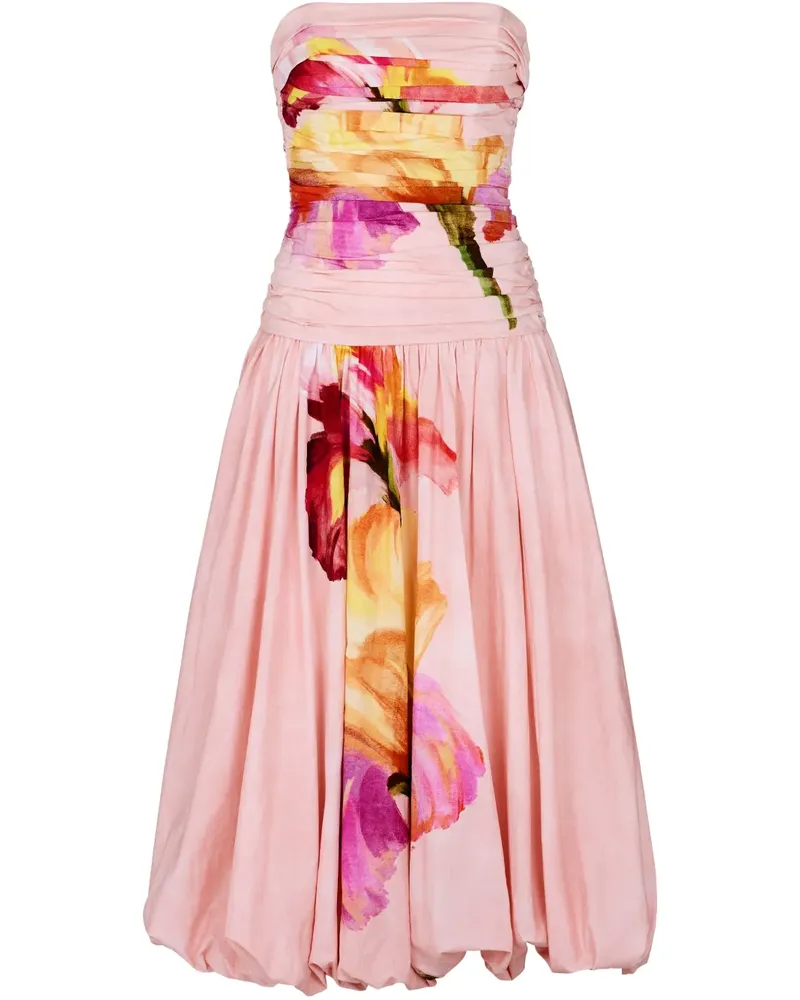NICHOLAS Schulterfreies Despina Midikleid - Rosa Rosa