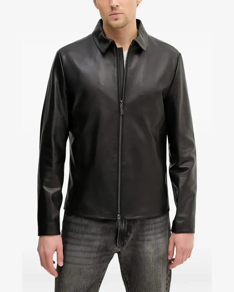 Guess zip-up leather jacket - Schwarz Schwarz