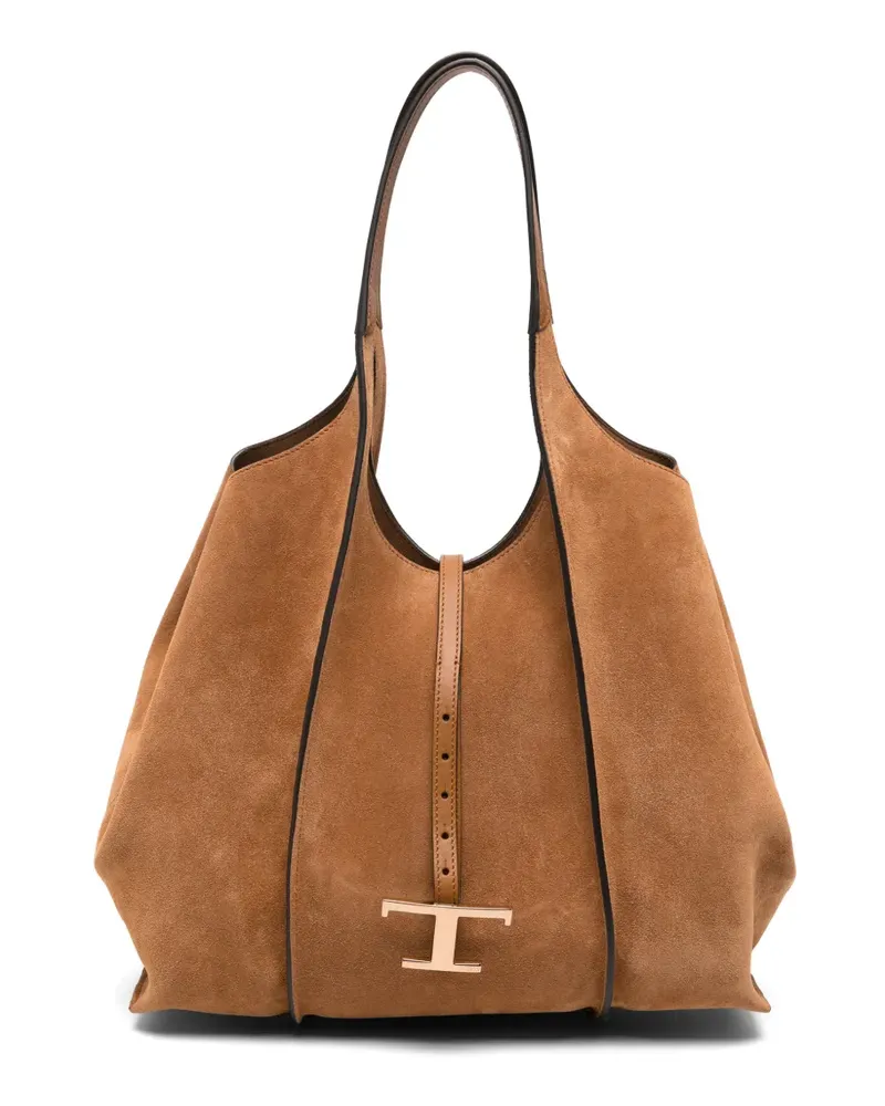 TOD'S medium T Timeless suede tote bag - Braun Braun