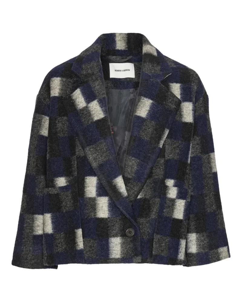 Henrik Vibskov Gebürstete Jacke mit Quadratmuster - Schwarz Schwarz