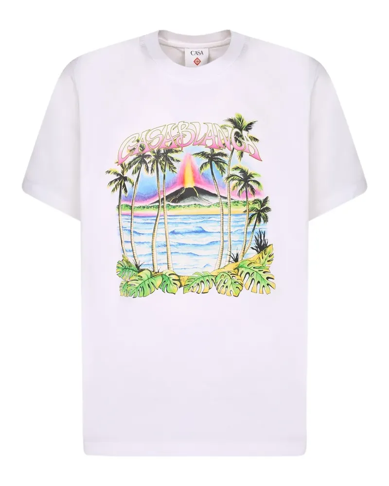 Casablanca Paris Volcano T-Shirt mit grafischem Print - Weiß Weiß