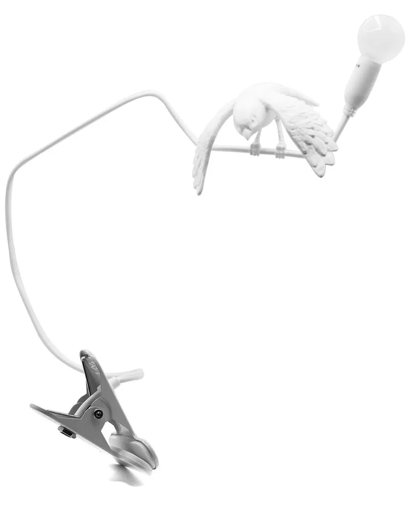 Seletti Tischlampe mit Spatz - Weiß Weiß