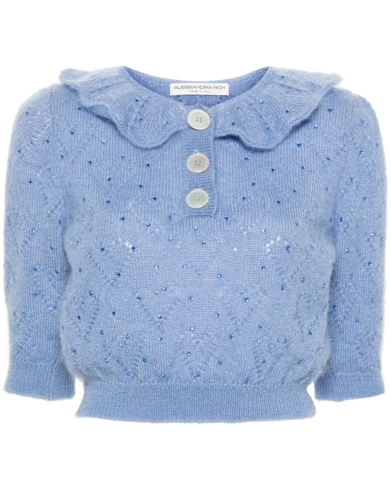 Alessandra Rich Cropped-Top mit Kristallen - Blau Blau