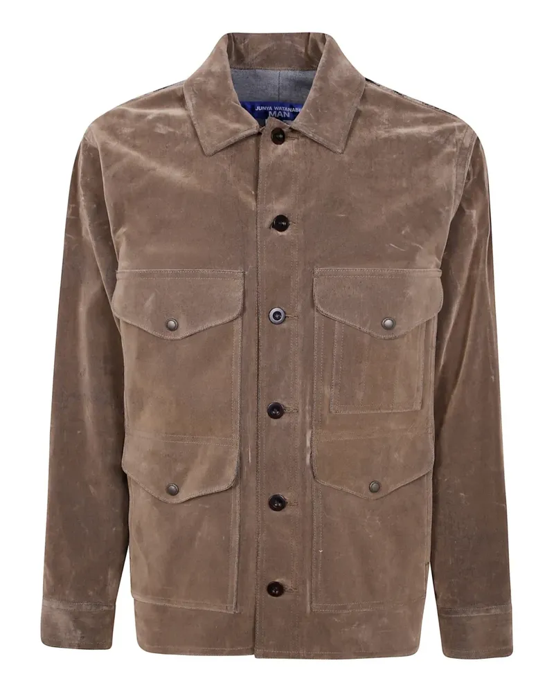 Junya Watanabe panelled plaid shirt jacket - Nude Nude