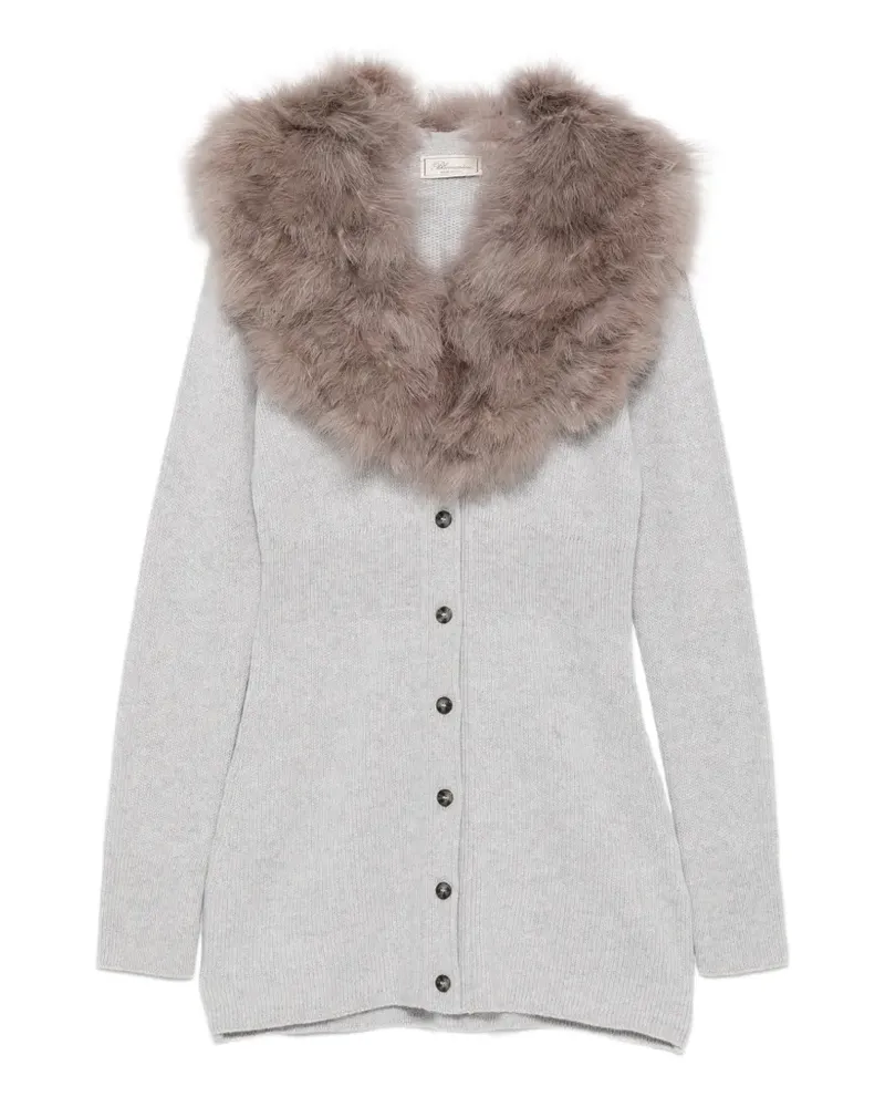 Blumarine Cardigan mit Faux Fur-Besatz - Grau Grau