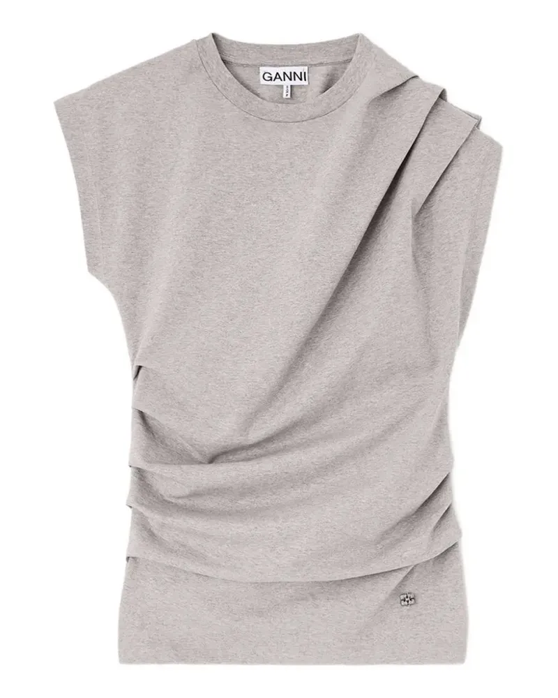 Ganni Drapiertes Top aus Jersey - Grau Grau