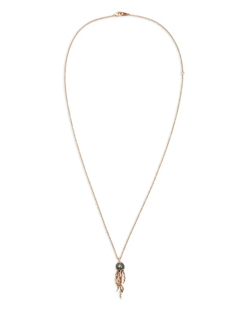 Bibi van der Velden 18kt Jellyfish Rotgoldhalskette mit Diamanten und Perle - Rosa Rosa
