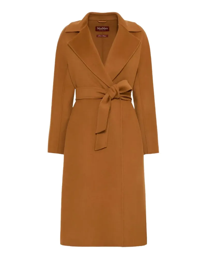 Max Mara Langer Wickelmantel aus Wolle, Kaschmir und Seide - Caramel - Braun Braun