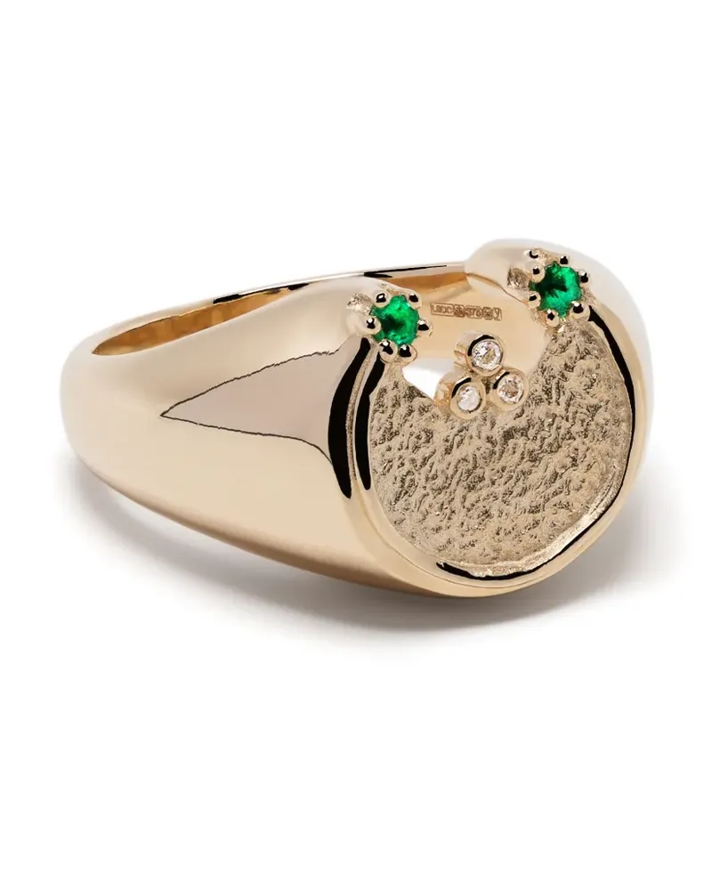 Pascale Monvoisin 9kt Gelbgoldring mit Smaragd und Diamanten Gold