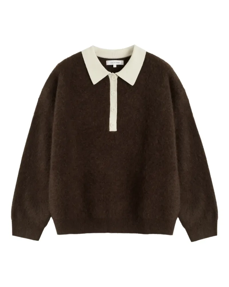 Chinti & Parker Chocolate Poloshirt aus Wolle mit Kontrastkragen - Braun Braun