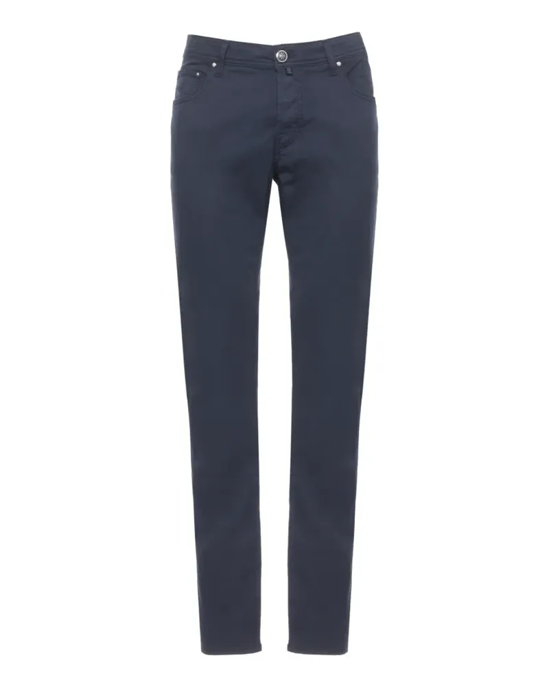 Jacob Cohën logo-patch straight-leg trousers - Blau Blau