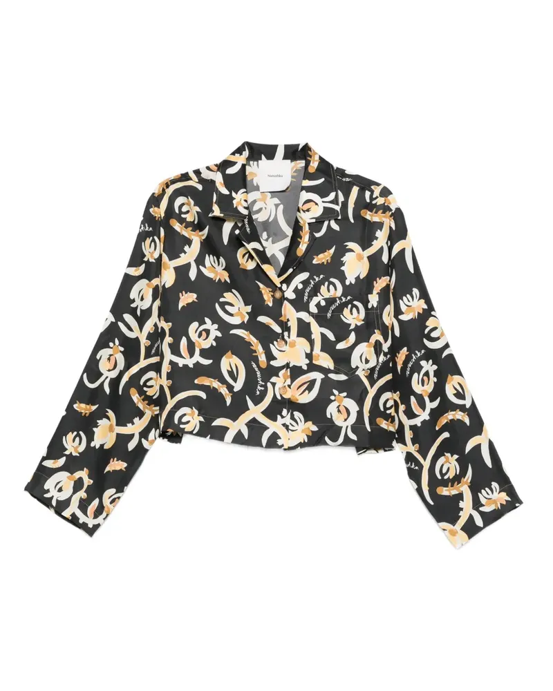 Nanushka Hemd mit Blumen-Print - Schwarz Schwarz