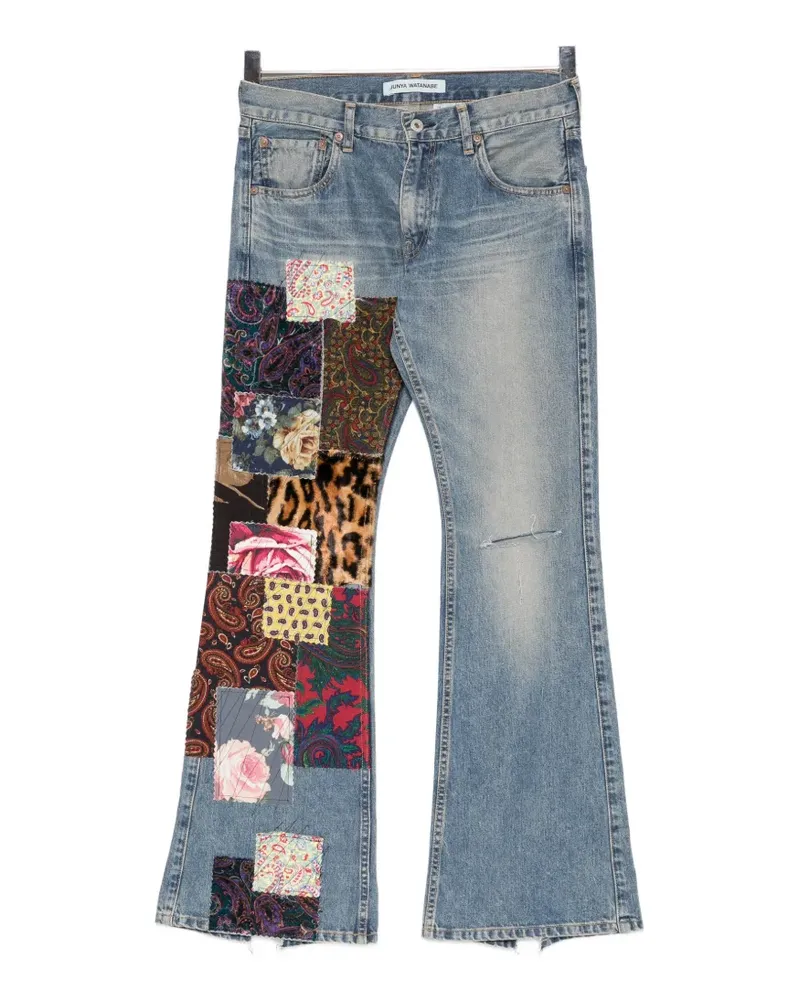 Junya Watanabe patchwork distressed jeans - Blau Blau