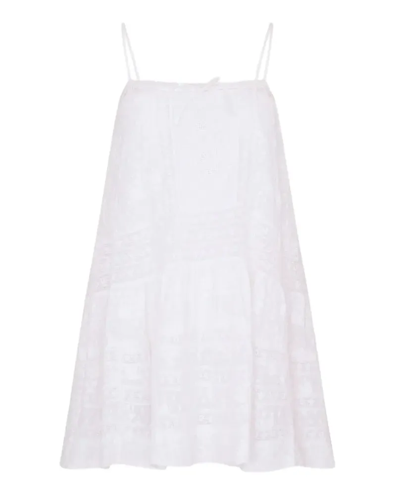 LoveShackFancy Vionett lace-trimmed mini dress - Weiß Weiß