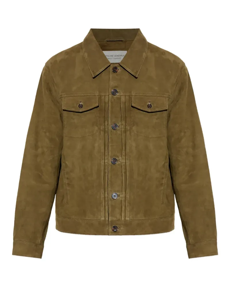 Officine Generale button-fastening suede jacket - Braun Braun