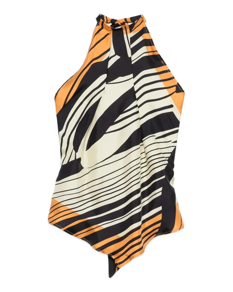 Raquel Diniz Gestreiftes Lea Neckholder-Top - Schwarz Schwarz