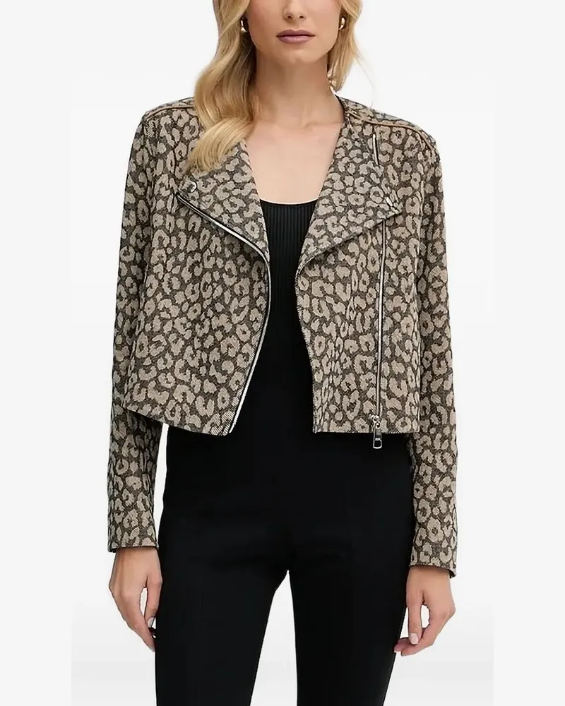 HUGO BOSS Bikerjacke mit Leopardenmuster - Braun Braun