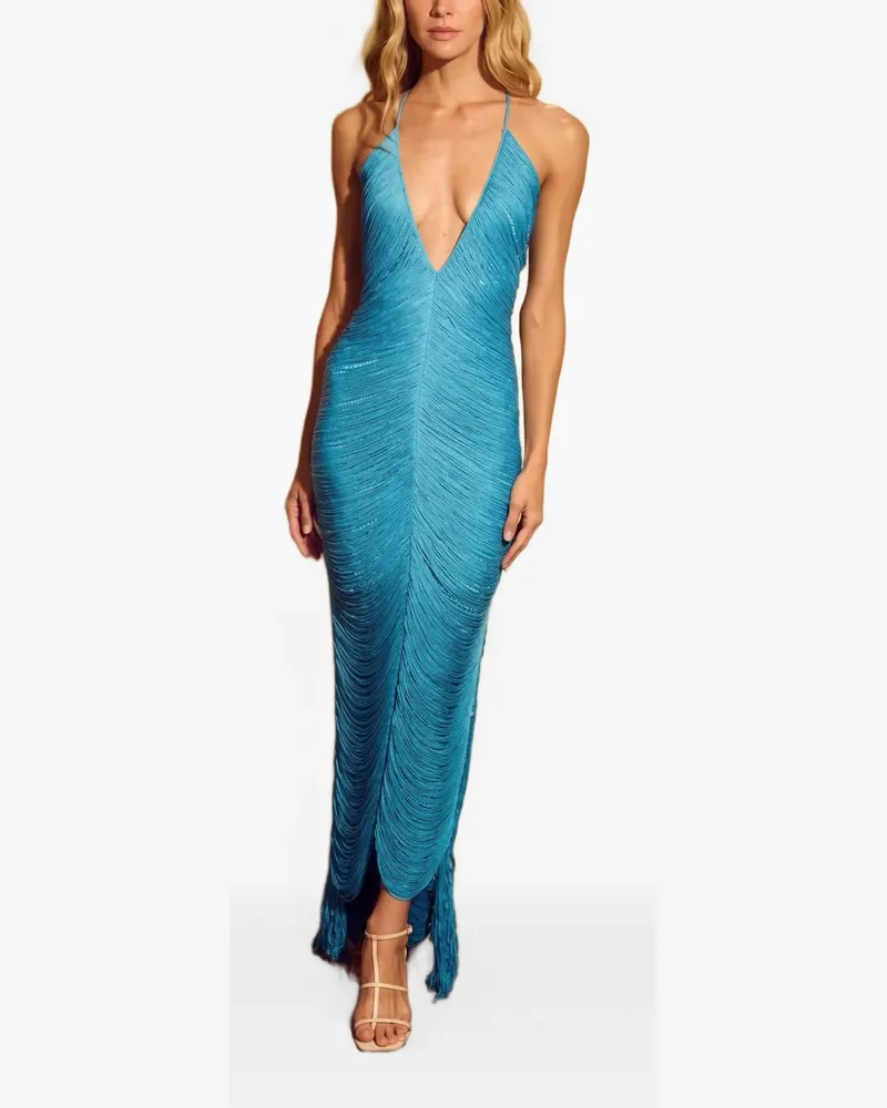 BLESS Mare Maxikleid mit V-Ausschnitt - Blau Blau