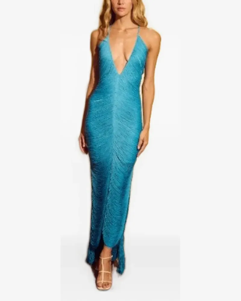 BLESS Mare V-neck maxi dress - Blau Blau