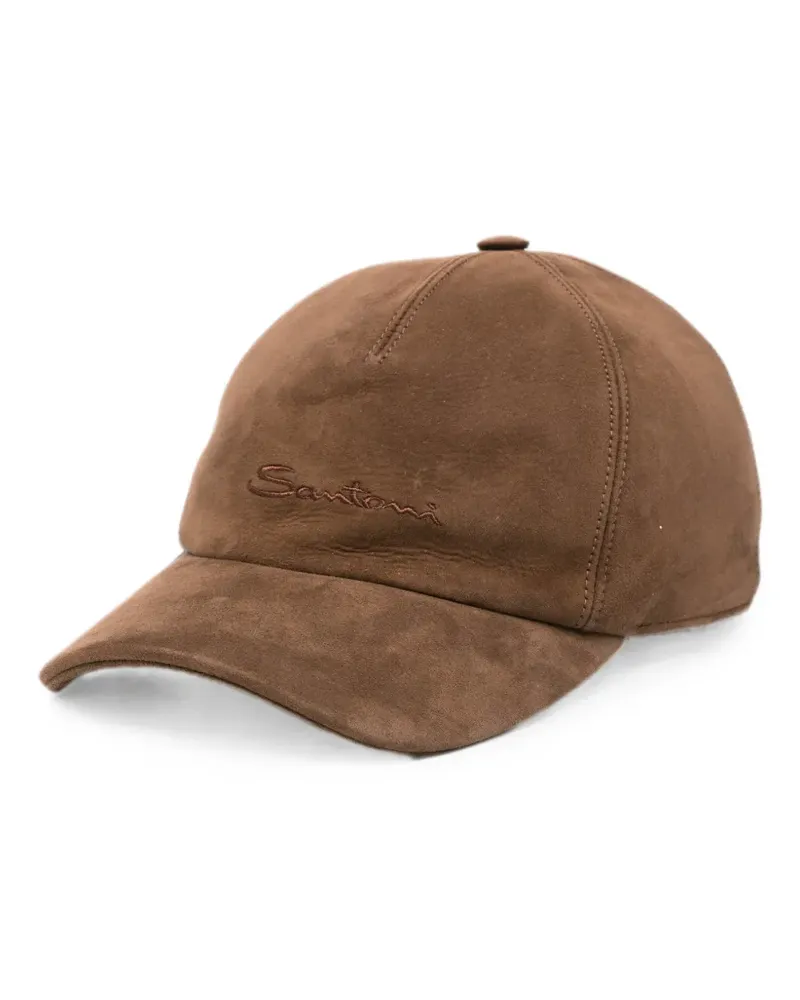 Santoni Baseballkappe aus Wildleder mit Stickerei - Braun Braun