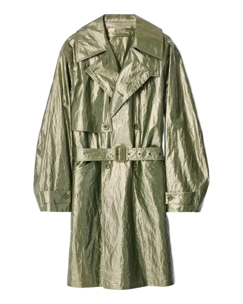 Christophe Lemaire Trenchcoat aus wasserabweisendem, glänzend beschichtetem Leinen - Gold Gold