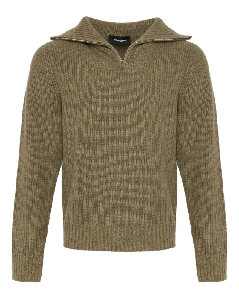 Yves Salomon Gerippter Pullover mit Reißverschluss - Grün Grün