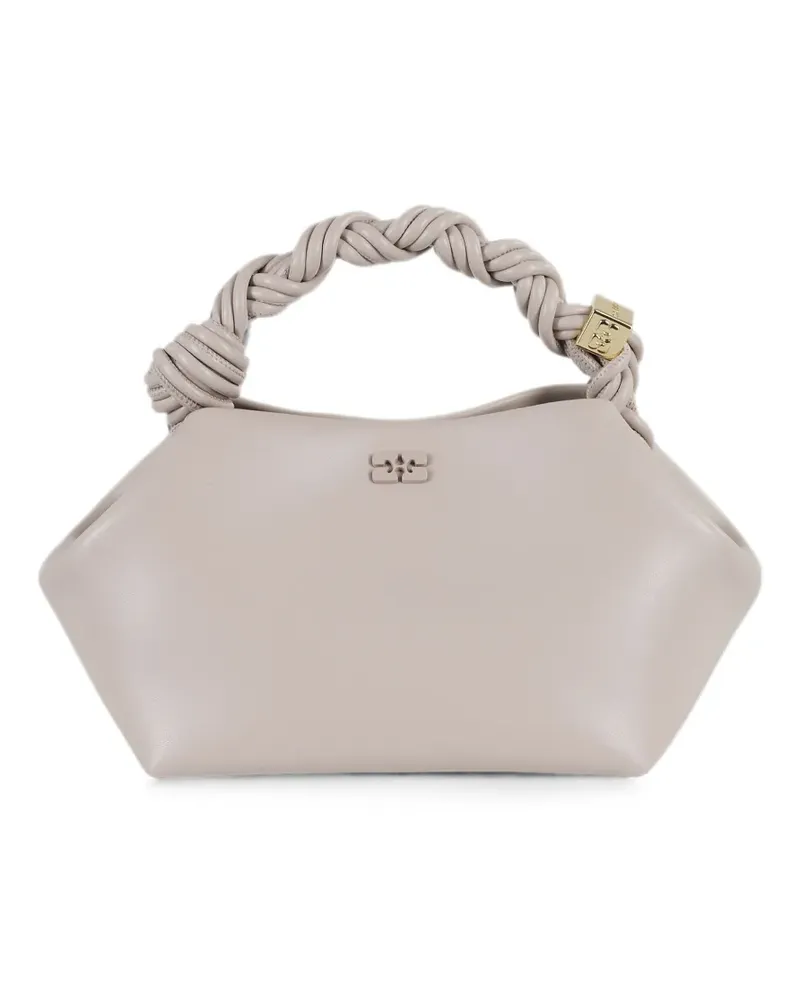 Ganni small Bou braided-handle tote bag - Grau Grau