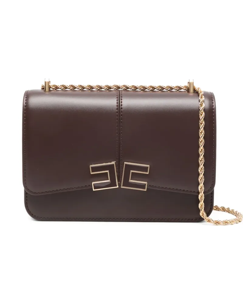 Elisabetta Franchi logo chain mini bag - Braun Braun