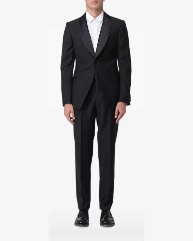 Emporio Armani shawl-lapel virgin-wool suit - Schwarz Schwarz