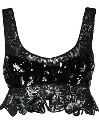 Cynthia Rowley Pailletten-Tanktop mit Blumenspitze Schwarz